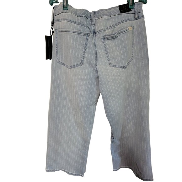 7 for All Man Kind Wide Leg Jeans Pinstripe Pin stripe Cropped 12 JEN7 - Picture 3 of 5